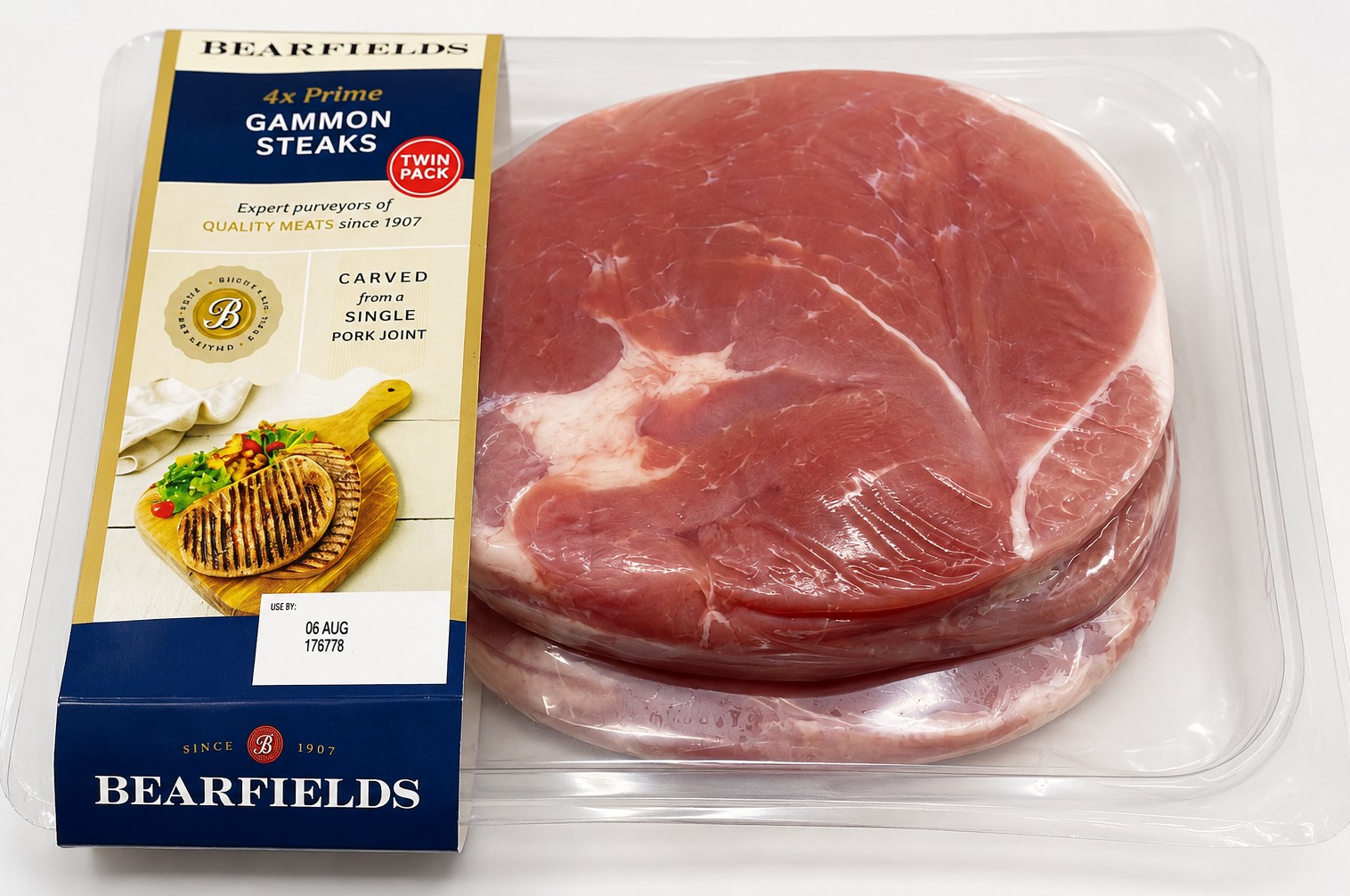 Bearfields Prime Gammon Steaks. 4x227g (908g)